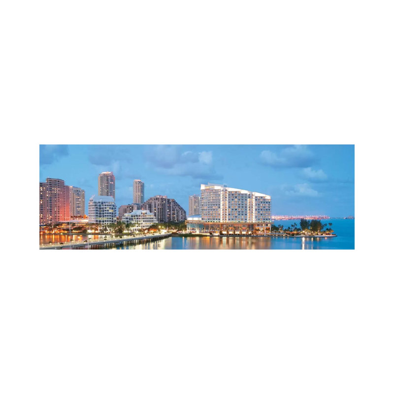 Miami Skyline Cityscape - Wrapped Canvas Panoramic Print, 30.48 cm H x 91.44 cm W x 3.175 cm D