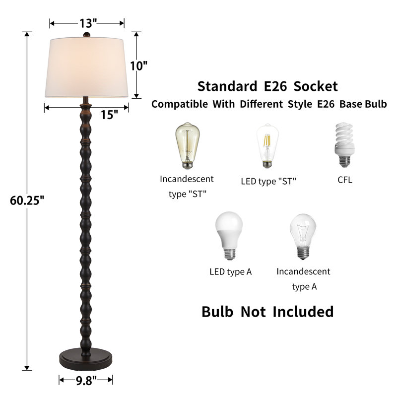 Johnvictor 61'' Traditional Floor Lamp, Oil Rubbed Bronze