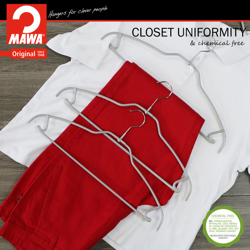 Ultra-Thin Silver Metal Non-Slip Hangers Set of 10
