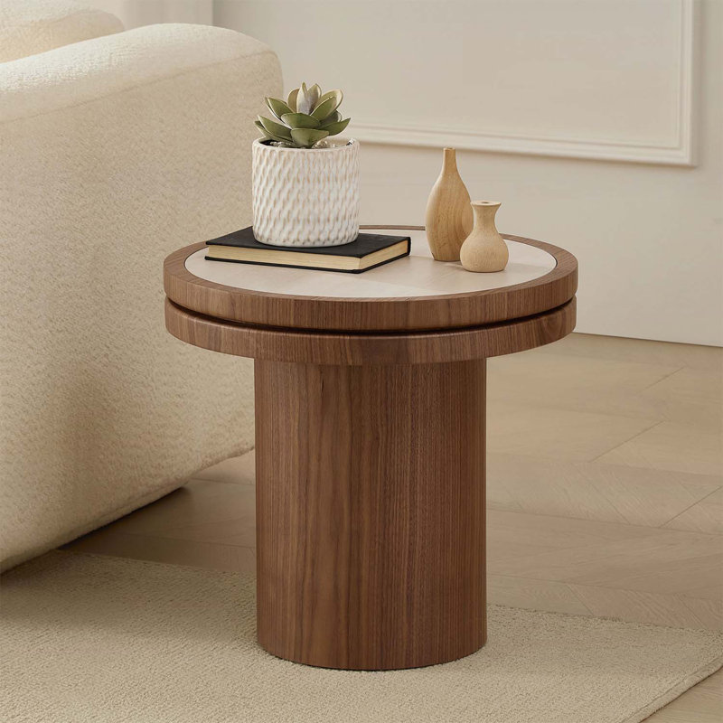 Round Coffee Table for Modern Living Spaces, Walnut