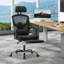 Chaise de bureau en filet avec roulettes, chaise de bureau d'ordinateur pivotante avec appui-tête, accoudoirs, support lombaire et repose-pieds, réglable en hauteur-1031502717