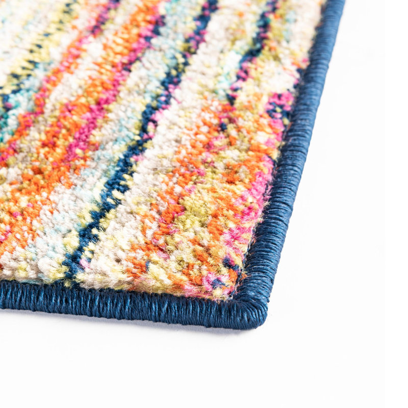 Tapis rayé rose / orange / bleu Muehlebach, Tapis de couloir 2 pi x 6 pi