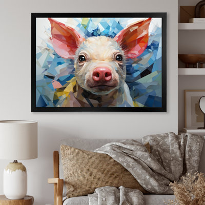 " Pink Curious Piglet Geometric "