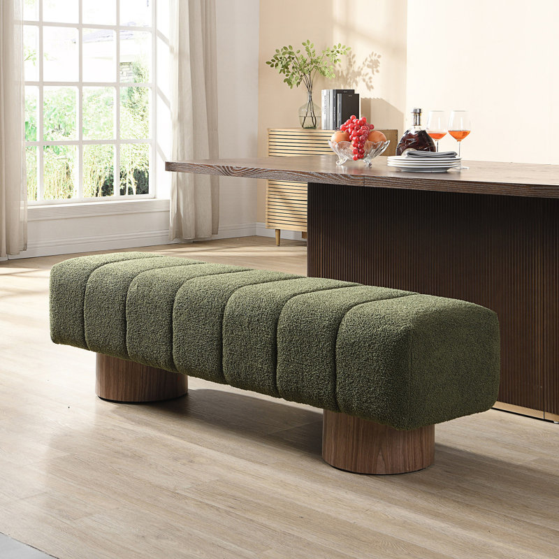 Upholstered Dining Bench, End Of Bed Bench, Entryway Bench For Living Room, Green