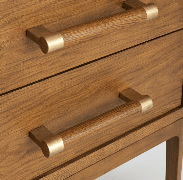 Solid Wood and Brass Nightstand Large Size