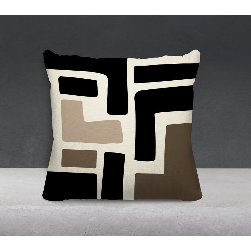 Coussin intérieur / extérieur en polyester filé Banksy, 19 po x 19 po, Blanc cassé