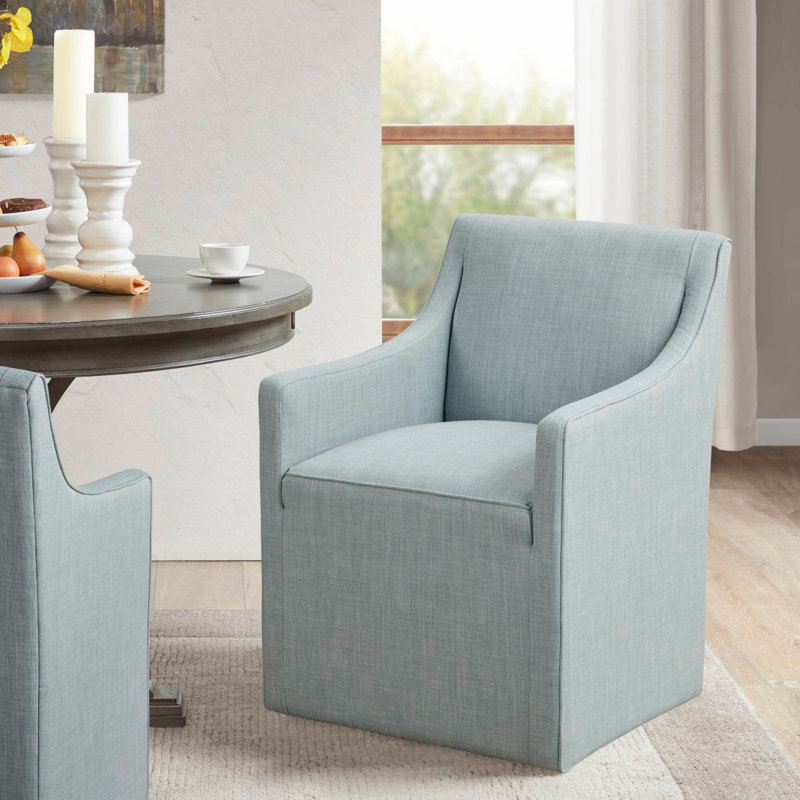 Fauteuil large avec roulettes Vanderhoof, Polyester bleu