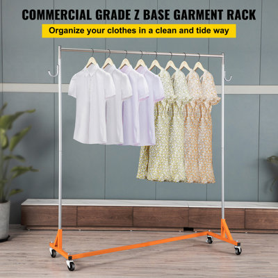 Z Rack, Industrial Grade Z Base Rack, Height Adjustable Rolling Z Rack, Sturdy Steel Z Base Clothing Rack w/Lockable Casters, for Home Store Display