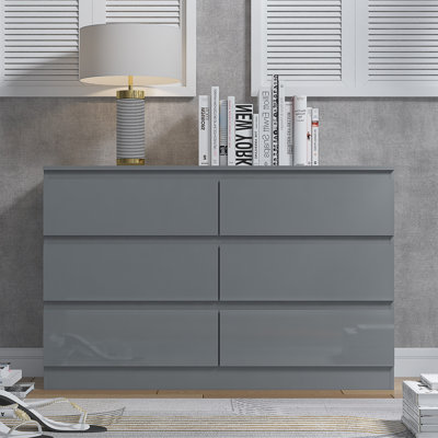 Warren 6 Drawer Wide 3+3 Chest Of Drawers 110cm W Double Dresser