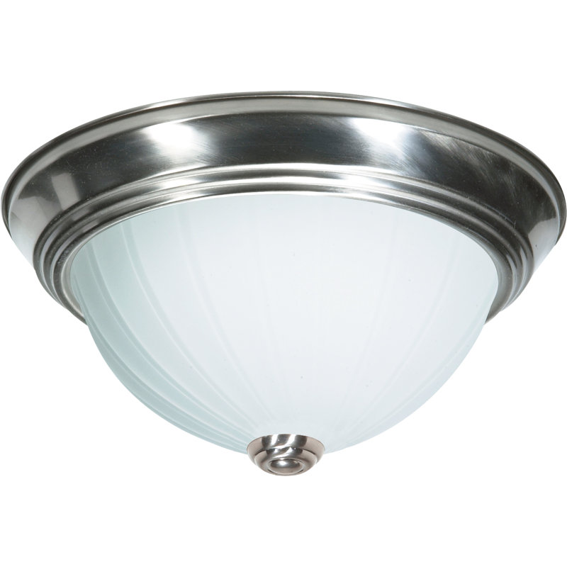 David Glass Flush Mount, 6" H x 15.25" W x 15.5" D, Brushed Nickel