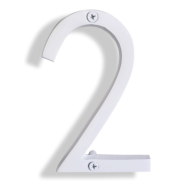 Numéro de maison en métal flottant, 2, Blanc, 6"