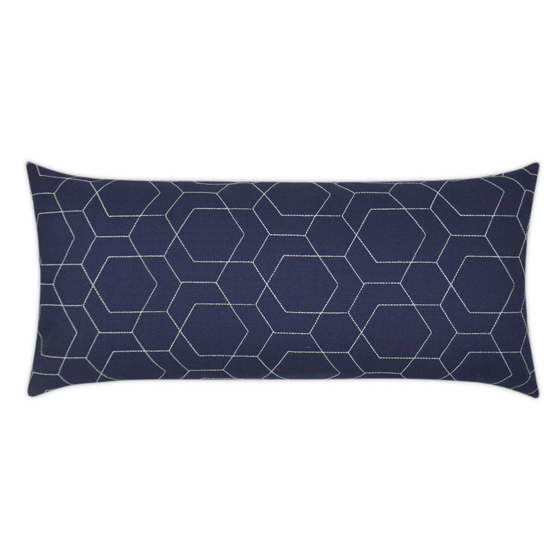 Hex Quilt Lumbar Indoor/Outdoor Pillow Cover & Insert, Navy