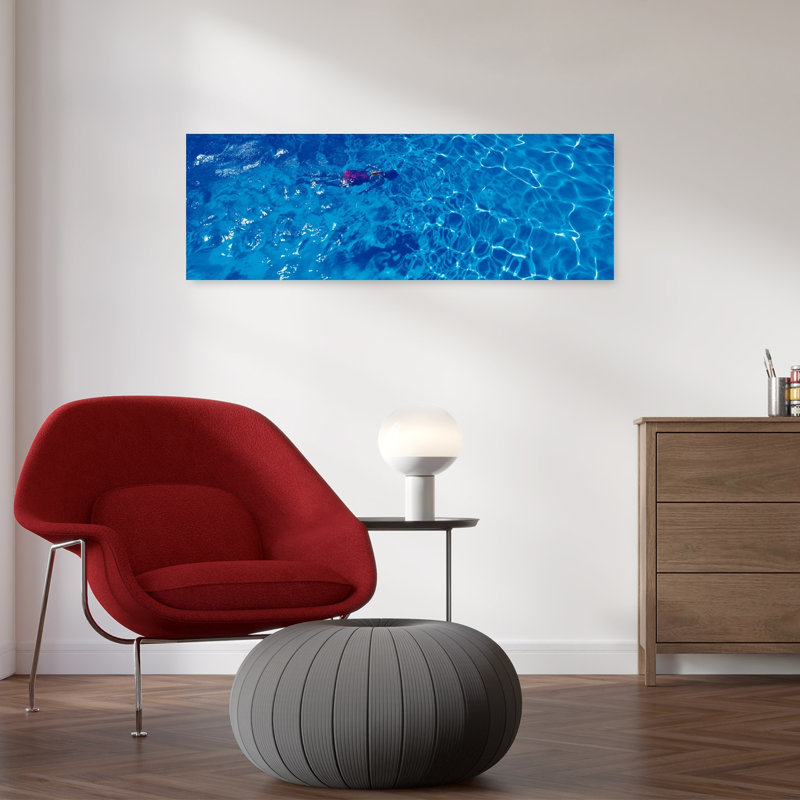 Woman In Swimming Pool Contemporary Wall Art, 12" H x 36" W