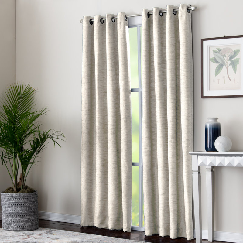 Koopman 100% Polyester Room Darkening Textured Solid Color Curtain Panel with Grommet Top , Ivory, 50" W x 63" L