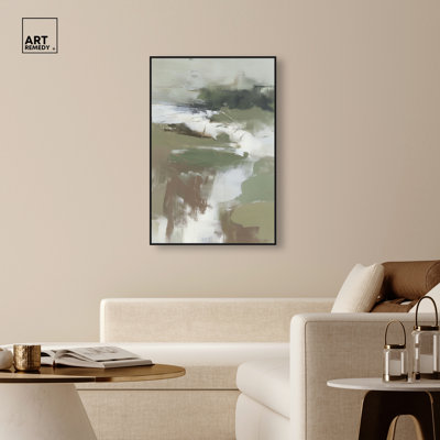"Dusty Trail I", reproduction d'art sur toile encadrée par Art Remedy, cadre noir, 30 x 45