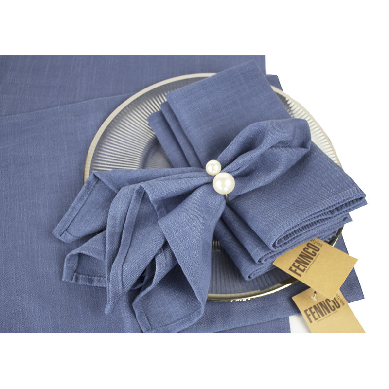 Burgundy Modern Plain Design Set Of 4 Cloth Napkins, Indigo