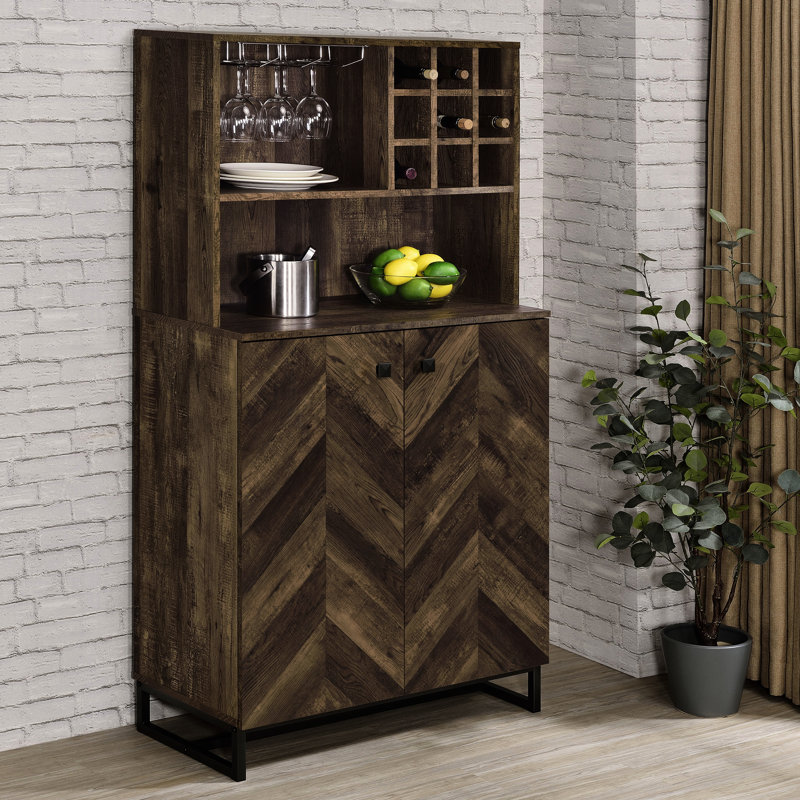 Harlie Rustic Oak 2-doors Wine Cabinet