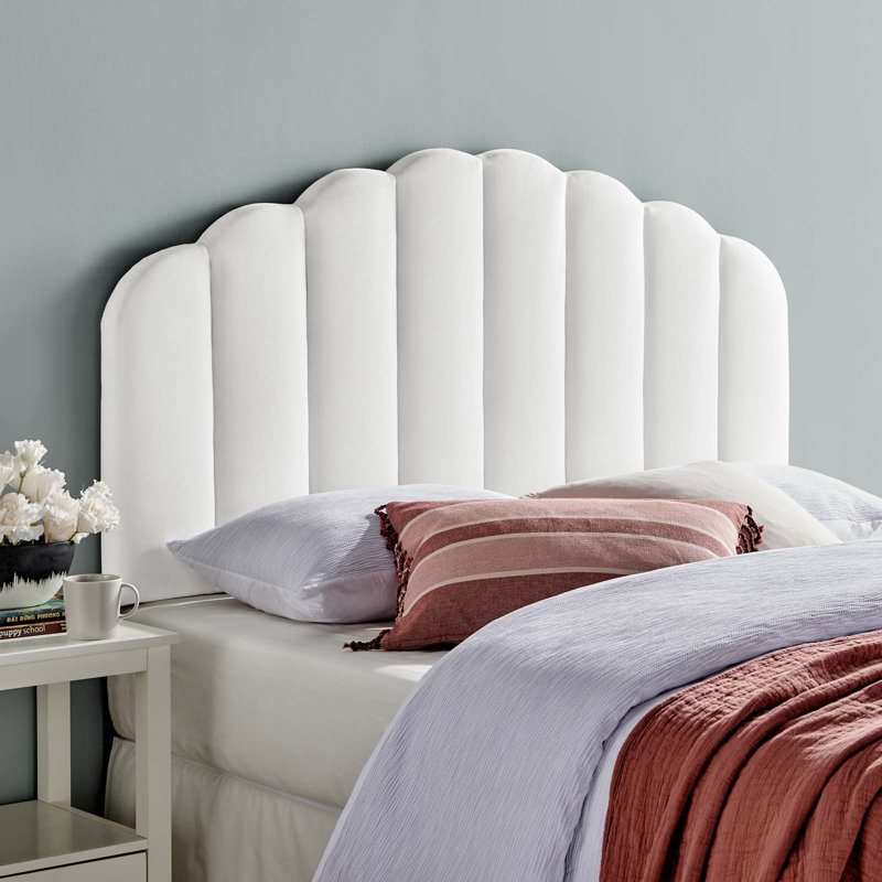 Veronique Performance Velvet Headboard, Full/Queen, White