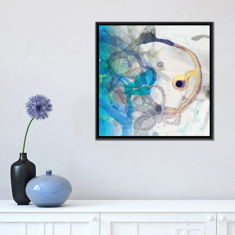 « watercolour abstract ii », impression sur toile, H 18 po x l 18 po x P 1,5 po, Pas de tapis, Toile avec cadre noir