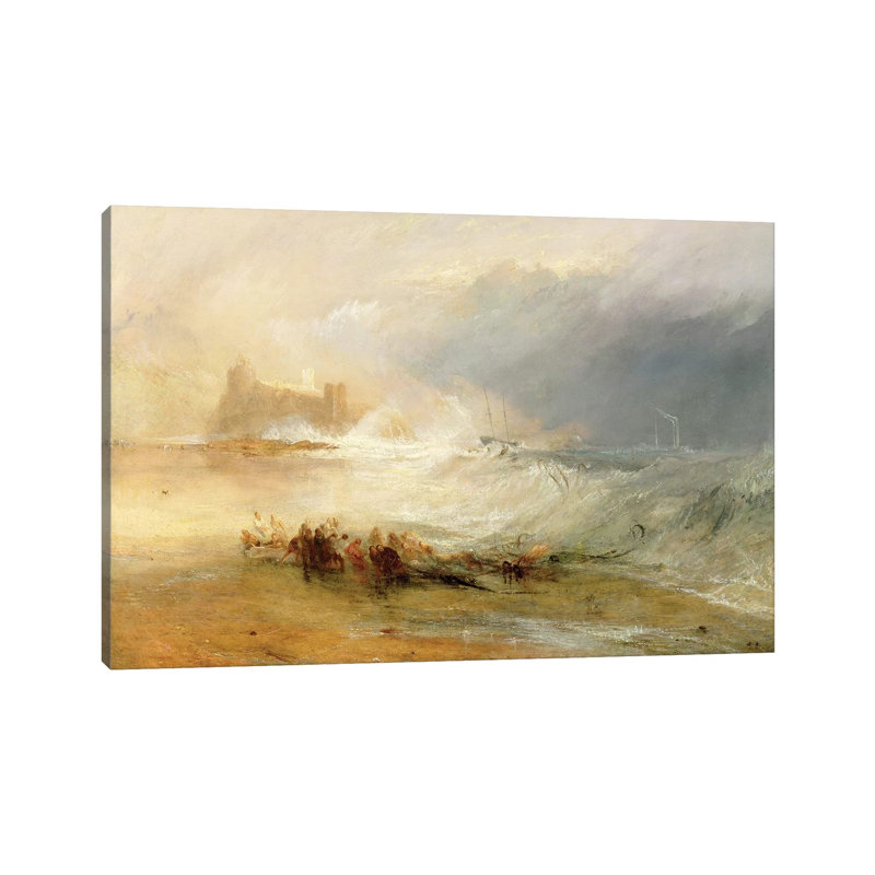 Wreckers - Coast Of Northumberland, With A Steam Boat Assisting A Ship Off Shore, 1834 by J.M.W. Turner - Wrapped Canvas Painting