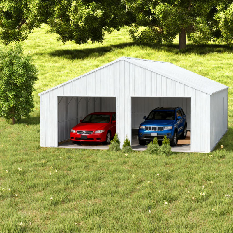 Remises en métal durables, structure en acier renforcé, conception industrielle spacieuse pour le rangement à la maison