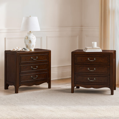 Tables de chevet en bois massif Annlia sans assemblage (ensemble de 2)