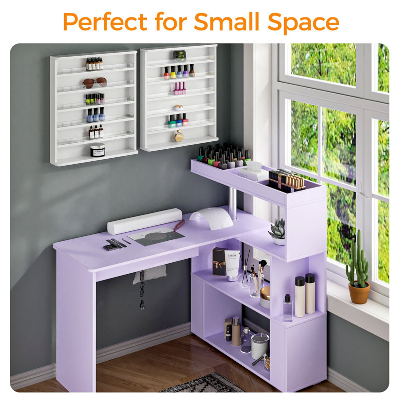  Table à manucure rotative réversible Kylan, Mauve