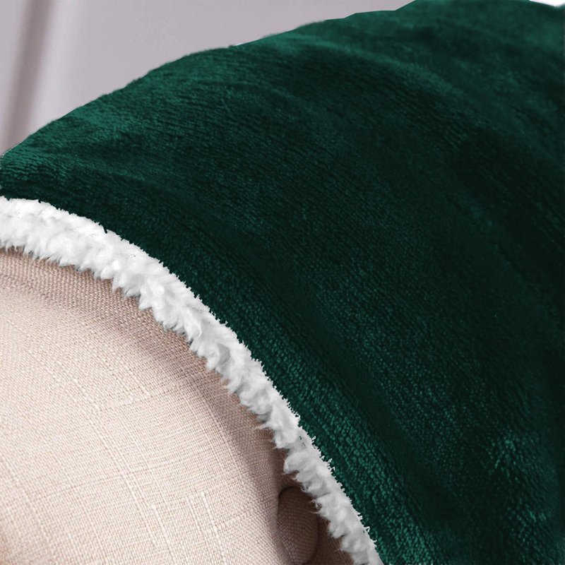 Ultra-Soft Sherpa Fleece Blanket(Reversible), Emerald, 150cm x 130cm