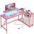 Nedyo 52'' W L-Shaped Computer Desk with Power Outlet, LED Gaming Work Desk with Shelves-1788263198-1809345642