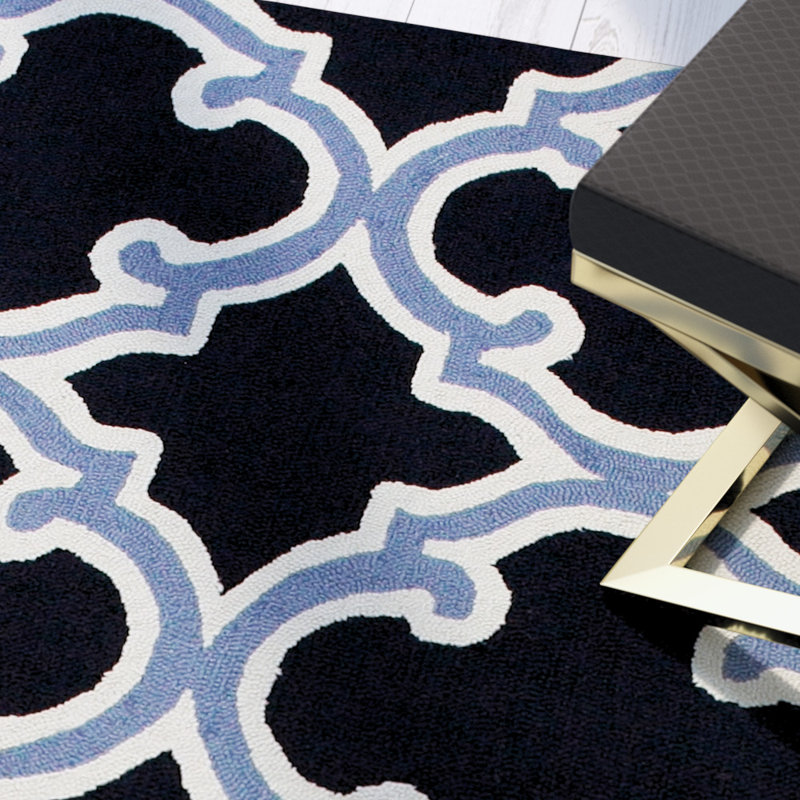 Tapis bleu marine / blanc Bodmin, 7 pi 6 po x 9 pi 6 po