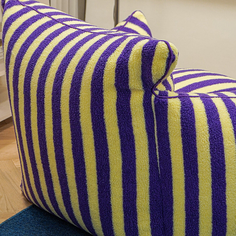 Chaises d'appoint simples en sherpa à rayures, Mauve / jaune Sherpa, H 27,56 po x l 43,3 po x P 35,4 po