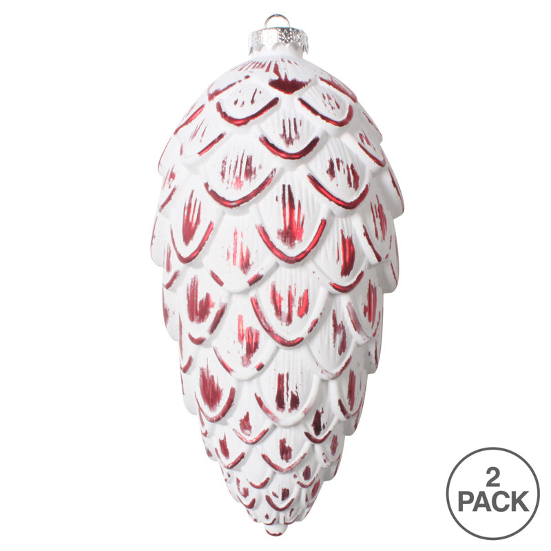 Ornement de Noël en forme de pomme de pin rouge brossé 8 po The Holiday Aisle®, paquet de 2