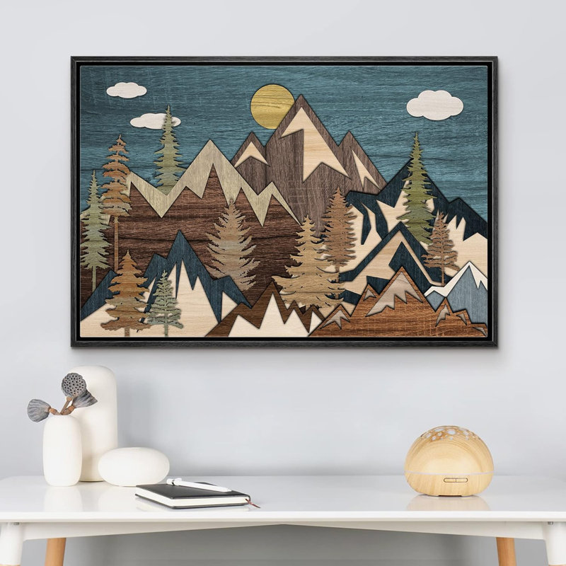 Reproduction sur toile de l'Ouest Western Wood, H 16 po x l 24 po x P 1,5 po, Cadre flottant noir