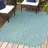 Longe Modern Minimalist Radius Corner Solid Turquoise Indoor/Outdoor Rug-594346820