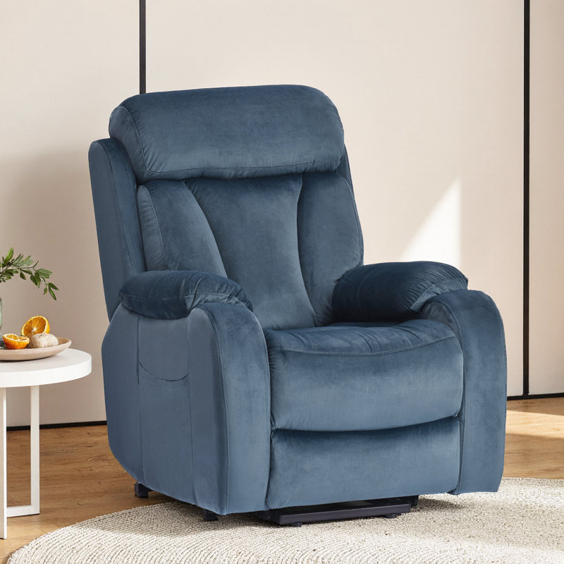 Fauteuil inclinable électrique Power Lift pour personnes âgées, velours flocon de neige 35 po, télécommande, 330 lb, poche latérale, vert foncé - petit espace