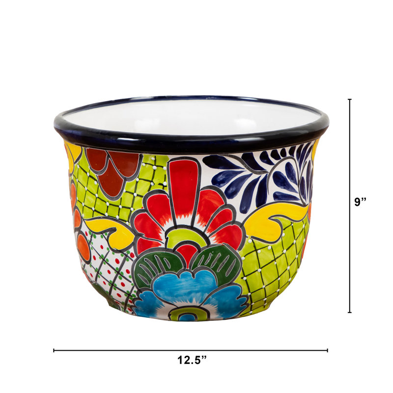 9in. x 12.5in. Handmade Mexican Talavera Ceramic Planter