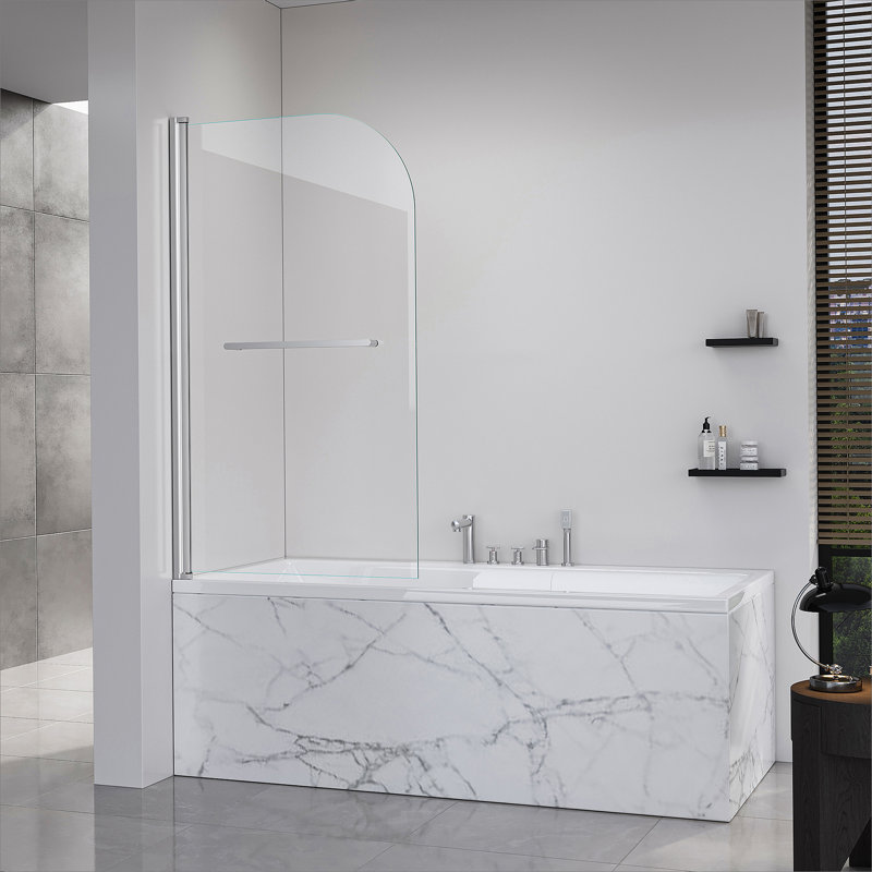 Portes de douche pliantes sans cadre, porte en verre trempé, porte de baignoire pivotante pour salle de bain pour baignoire