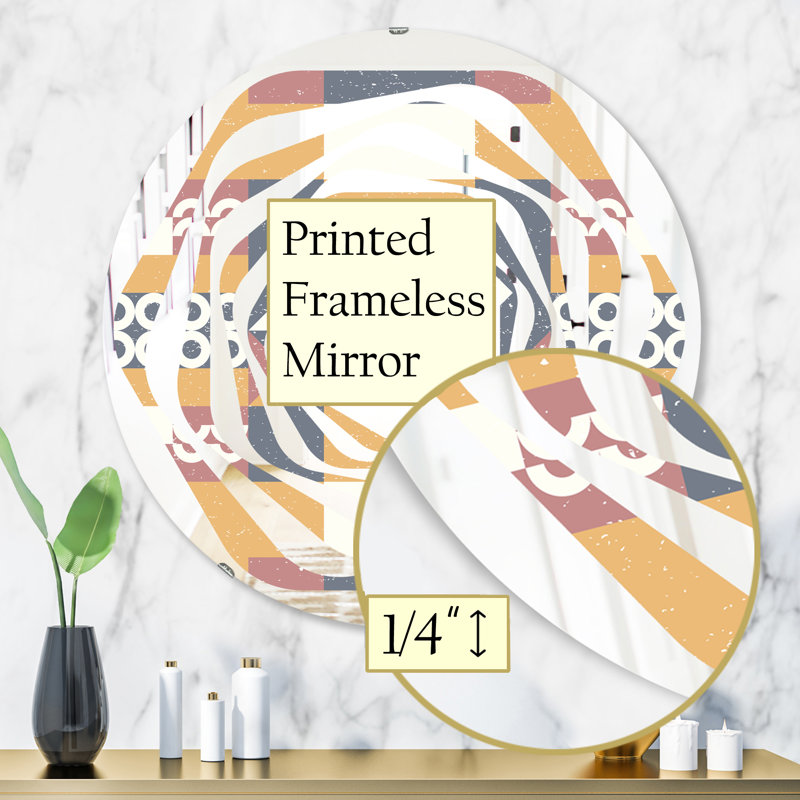 Miroir mural sans cadre whirl géométrique vi modern campagne, H 31,5 po x l po