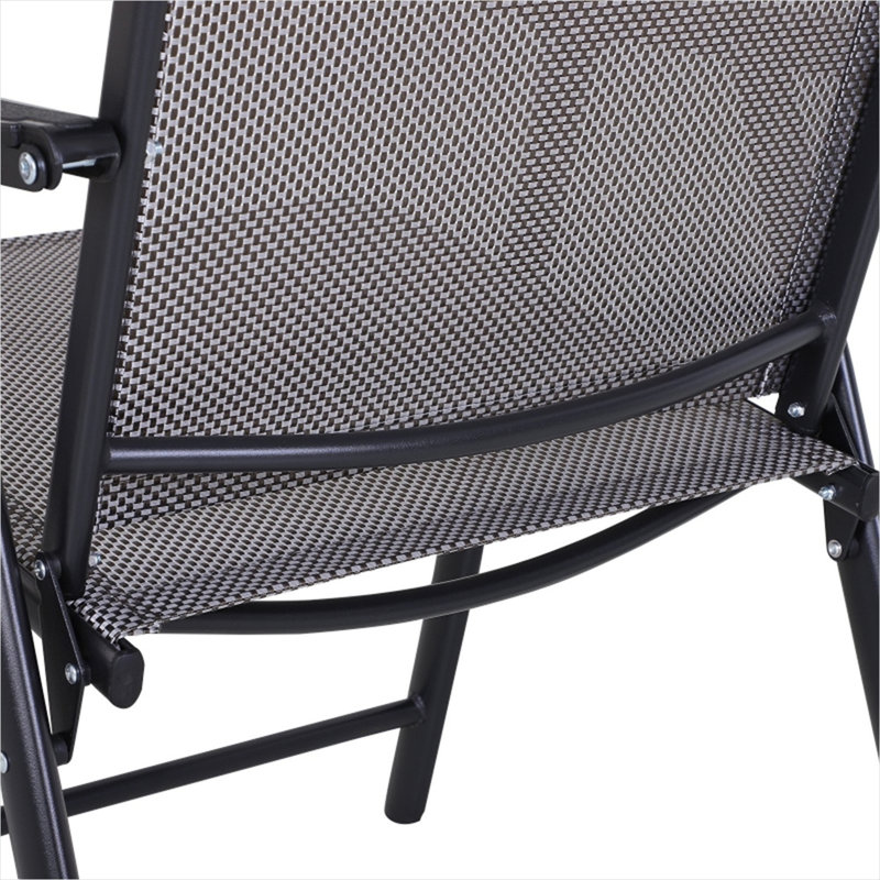 Ensemble de 4 chaises pliantes en maille d'acier gris ardoise et noir, 58 x 64 x 94 cm, capacité de 104 kg, conception pliable compacte idéale pour le camping et les événements.