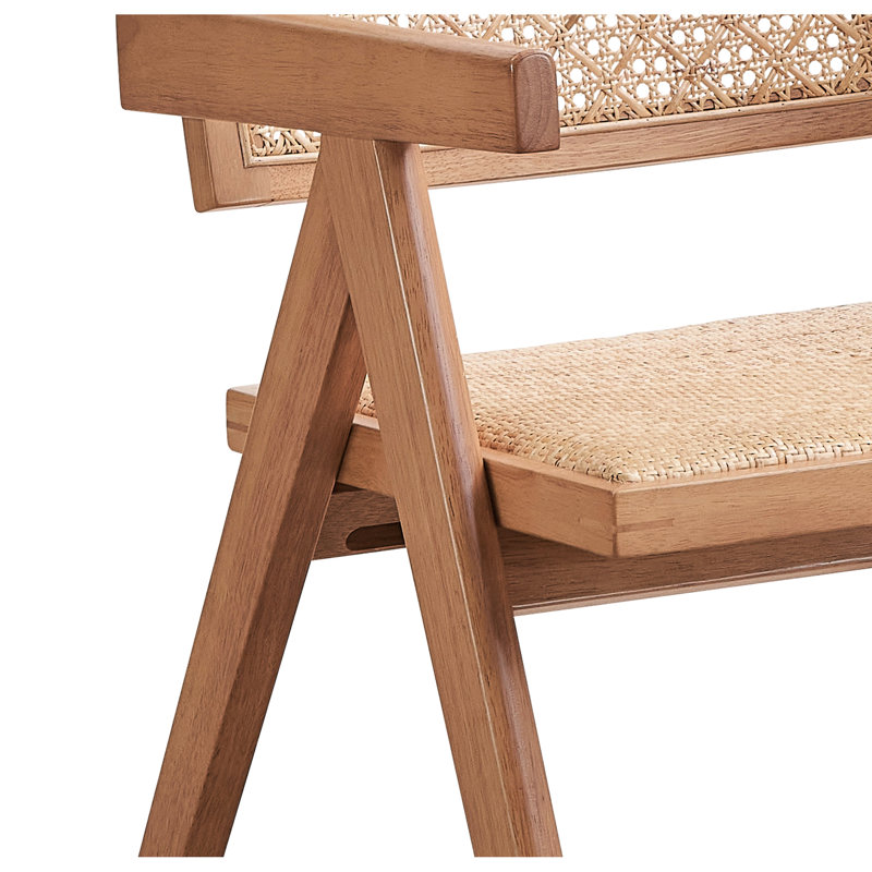 2 fauteuils en beige naturel - pieds en bois massif avec dossier rembourré de style Mid-Century moderne pour la bière et 2 coussins confortables