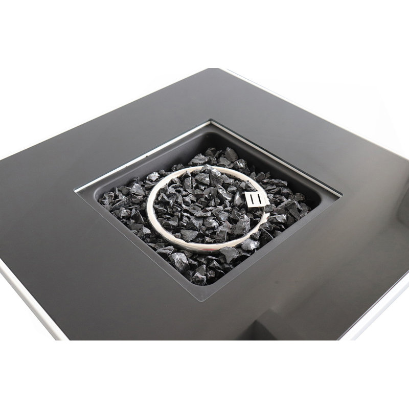 Table de foyer en acier au propane / gaz naturel de 30 pouces, H 25 po x l 30 po x P 30 po, Blanc