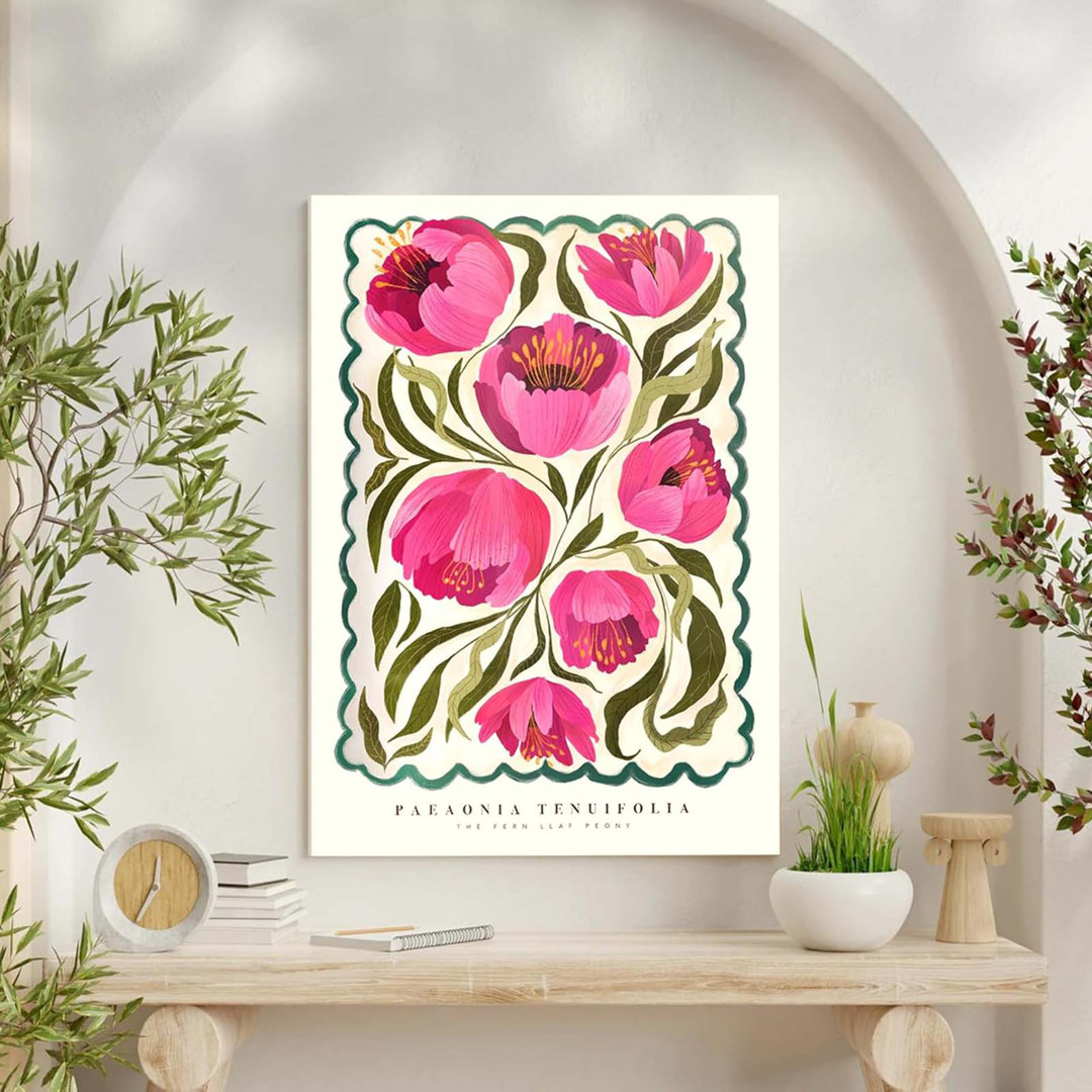 Pink Peony Flower Canvas Wall Art Modern Abstract Colourful Floral Pictures Wall Decor Quirky Summer Peonies Posters Pink Botanical Painting Prints Ar