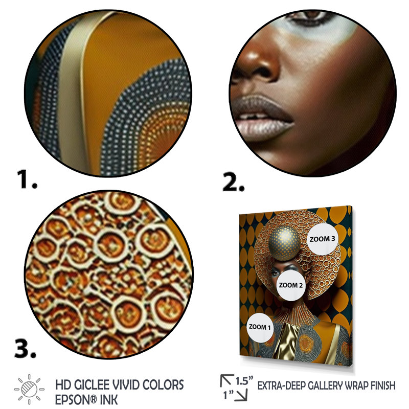 «Exquiste African Woman Design VI», reproduction sur toile, H 32 po x l 24 po x P 1 po, Toile tendue