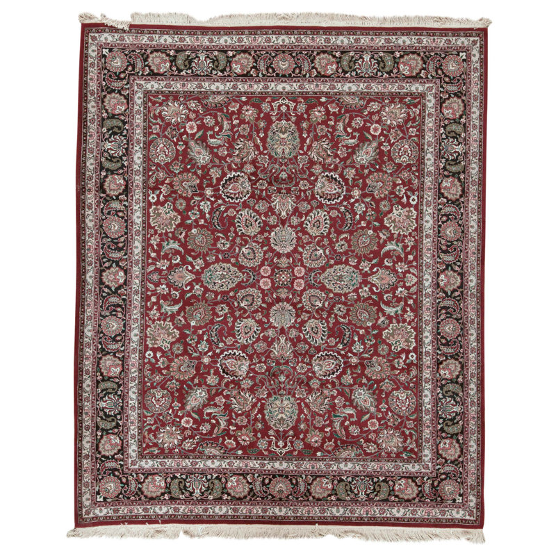 High-Quality Hand-Knotted Wine And Black Area Rug