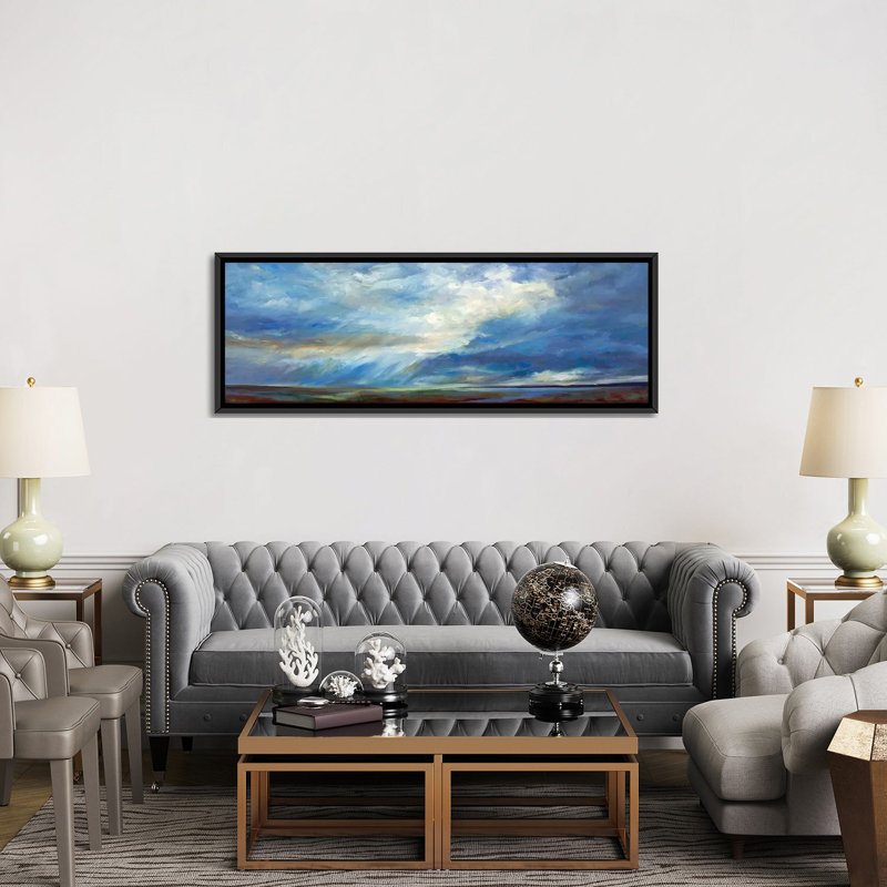 « céleste lightly », reproduction sur toile, H 24 po x l 72 po x P 1,5 po, Toile avec cadre noir