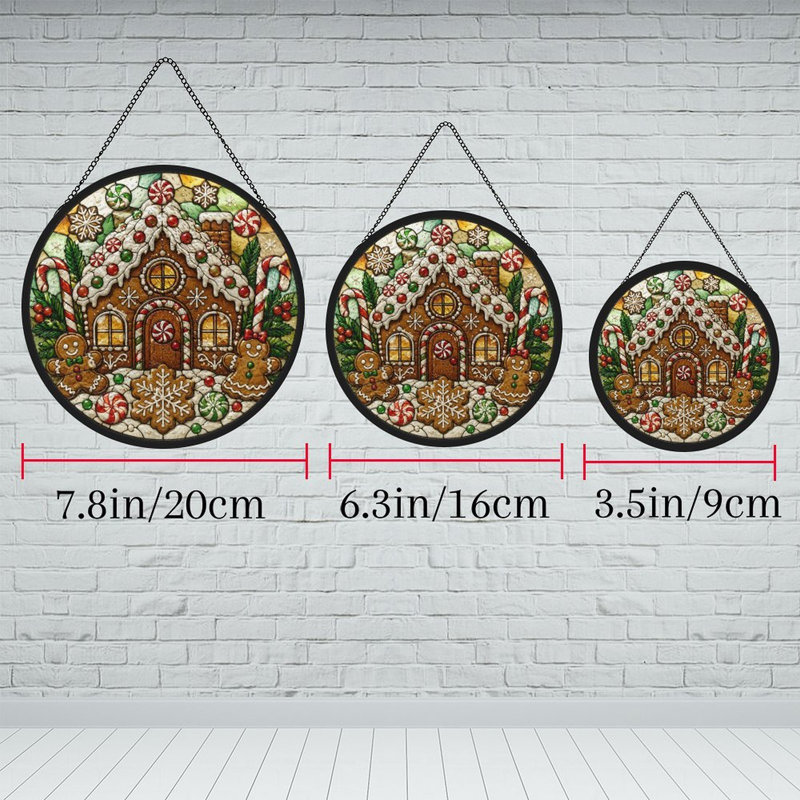Panneaux de vitrail Gingerbread House, 9,8 x 9,8 po (25 x 25 cm)