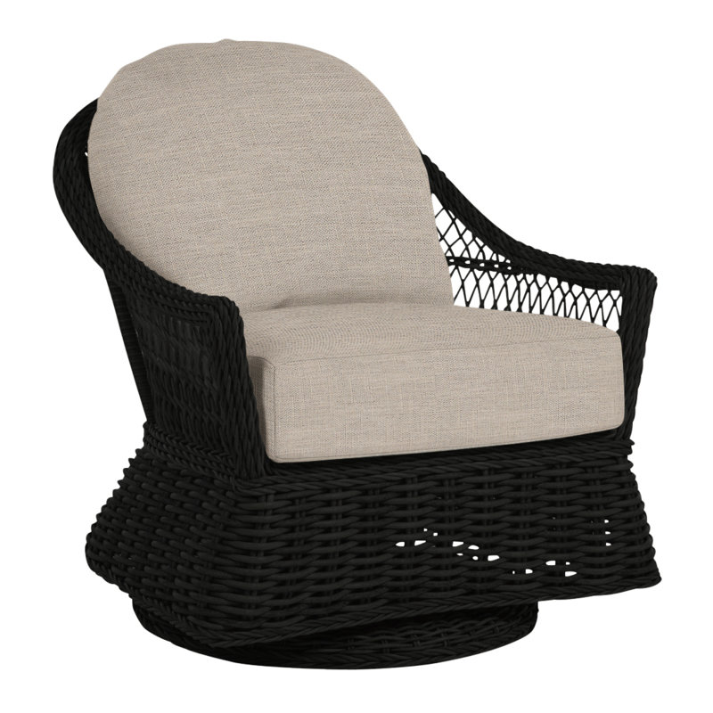 Soho Swivel Glider Chair with Cushions, Dove Sunbrella® Linen, Black, No Welt