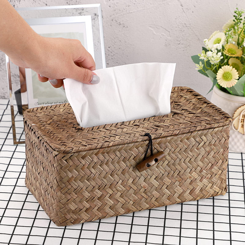 Tissue Box Cover Rectangle Tissue Box Seagrass Tissue Box Holder Woven Tissue Holder Decorative Tissue Cover