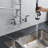 Commercial Kitchen Faucet Deck Mount With Pre-Rinse Sprayer Kitchen Sink Faucet 8 Inch Center With 10" Add-On Swing Spout Faucet & Coiled Spring Pull Down Spray