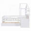 Lit House avec canapé, lit plateforme pour enfants avec deux tiroirs et tablette de rangement